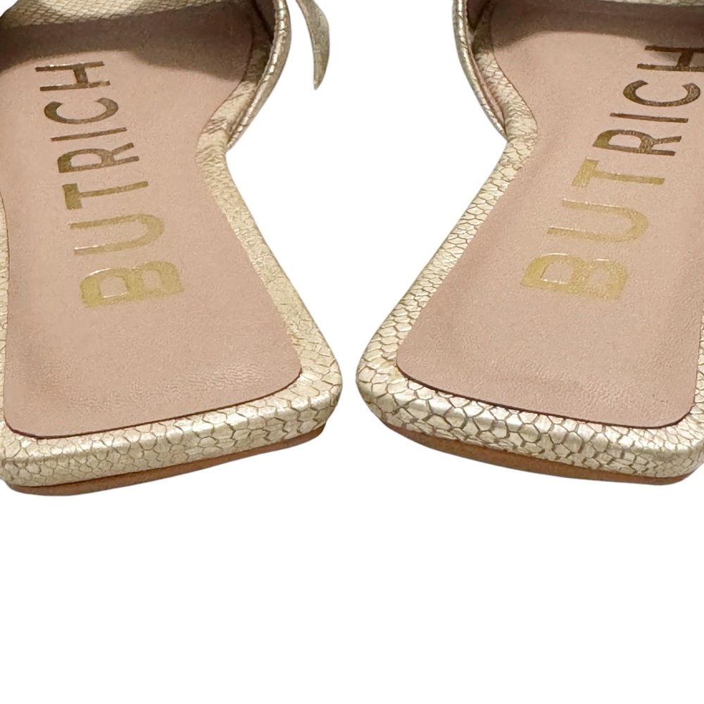 Butrich Irina Bow Metallic Gold Snakeskin Flat Sandal 5.5 - Picture 8 of 12